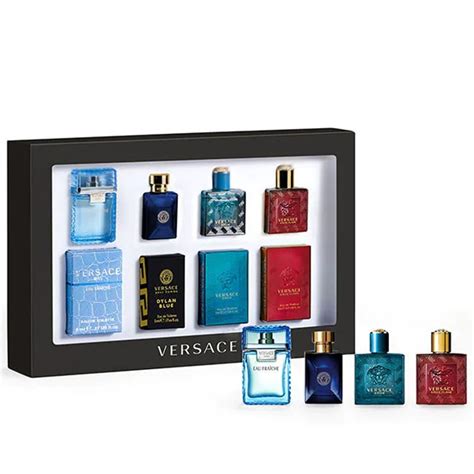 versace deluxe miniature gift set|Versace mini cologne gift set.